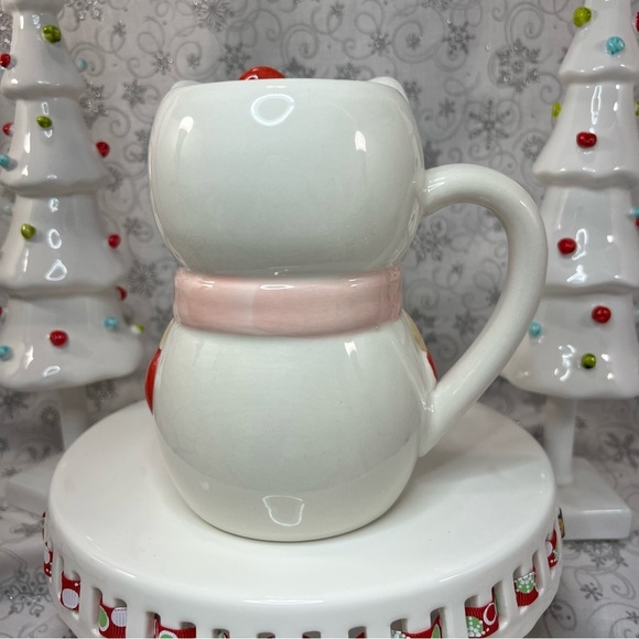 Sanrio Hello Kitty Christmas Snowman Snow Kitty Ceramic Coffee Mugs - Pink Scarf - Picture 4 of 12